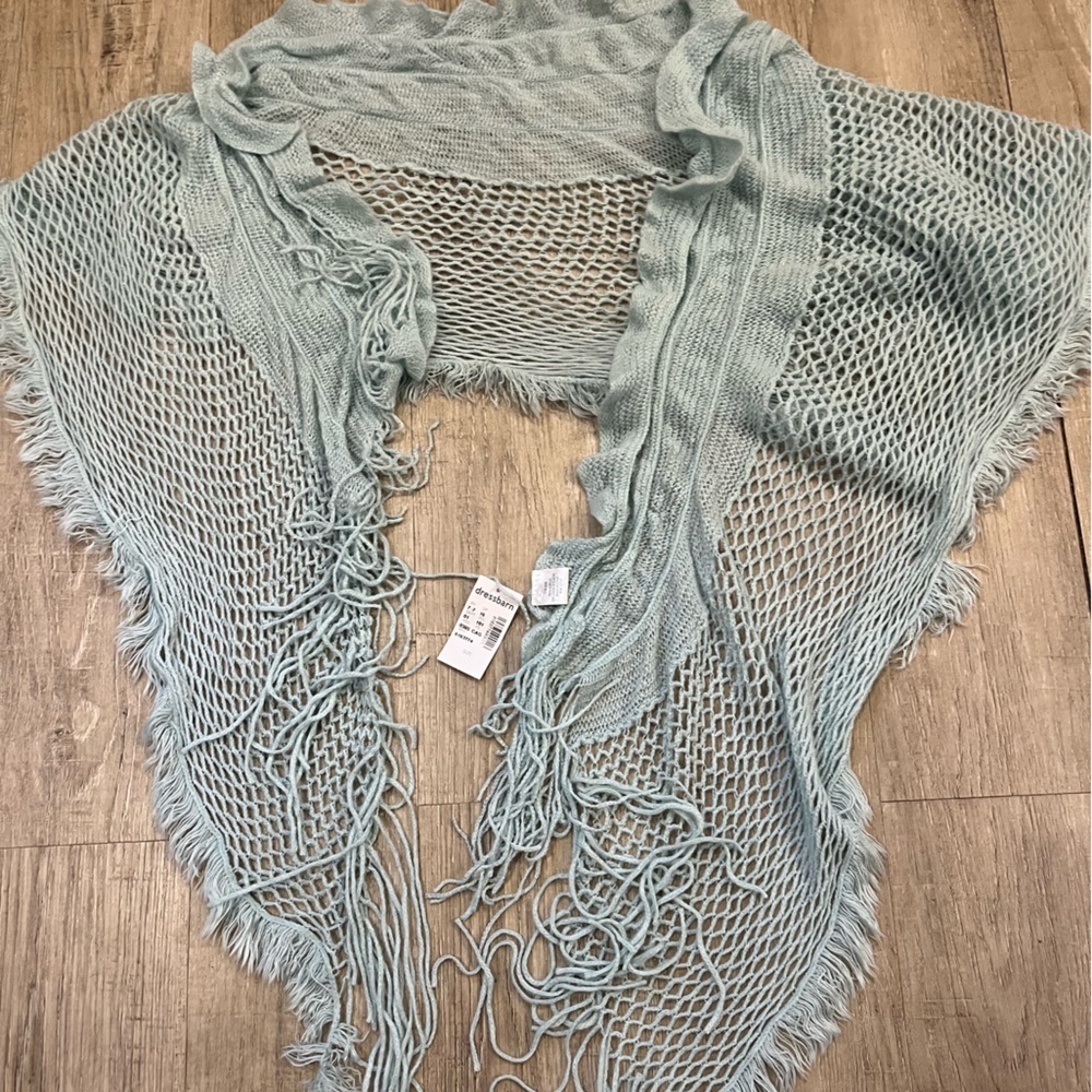 NWT Dressbarn Light Blue Knit Shawl - Picture 7 of 14